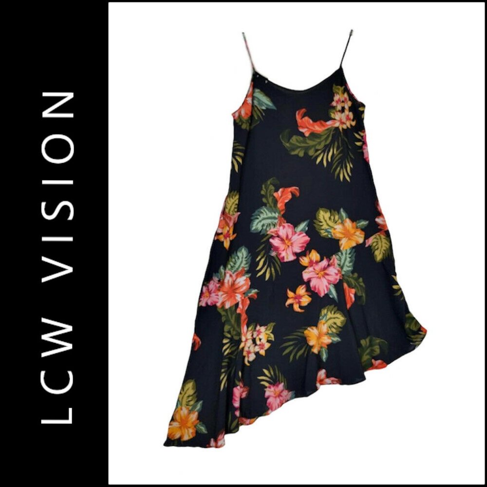 LCW Vision Women Casual Formal Sleeveless Asymmetrical Dress Floral Size XL